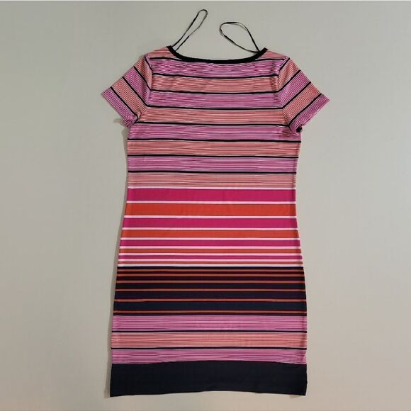 MICHAEL Michael Kors Abbey Striped Short Sleeve Shift Crew Dress - Picture 15 of 15